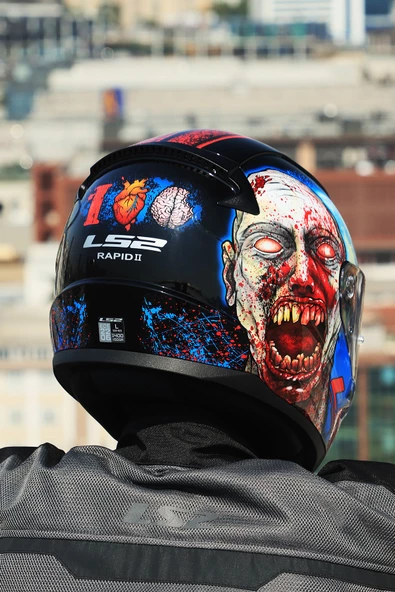LS2 RAPID 2 ZOMBIE SİYAH-KIRMIZI KASK - 5