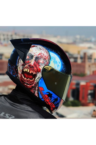 LS2 Rapıd 2 Race Zombıe Fullface Motosiklet Kaskı Gold Camlı - 4