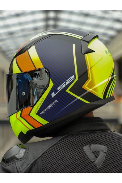 LS2 RAPID 2 EXTRA MAT NEON SARI-NAVY MAVİ KASK - 5