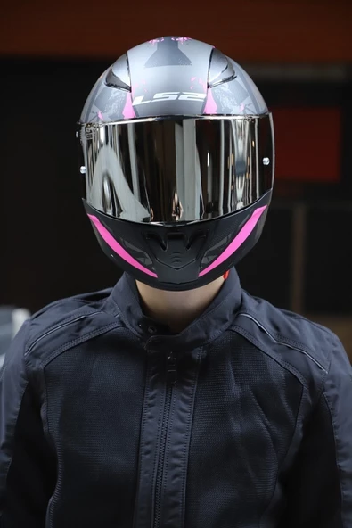 LS2 Rapıd 2 Palımnesıs Mat Siyah-pembe Kask - Resim 5