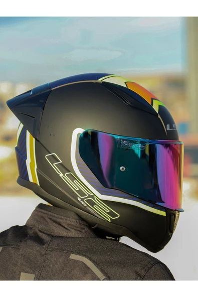LS2 RAPID 2 RACE EXTRA MAT NEON SARI-NAVY MAVİ KASK - 6