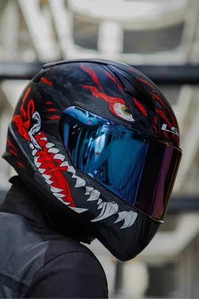 LS2 RAPID 2 KAIJU MAT SİYAH-KIRMIZI-BEYAZ KASK - Resim 2