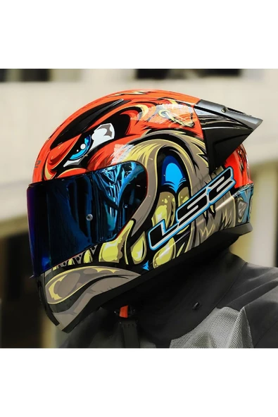 LS2 RAPID 2 RACE SPOX KIRMIZI-GRİ KAPALI MOTOSİKLET KASKI GÖKKUŞAĞI CAMLI - 2