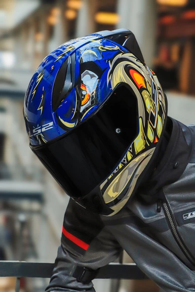 LS2 RAPID 2 SPOX MAVİ-GRİ KASK + SPOILER - 3