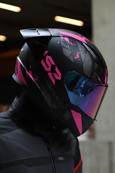 LS2 Rapıd 2 Race Palımnesıs Mat Siyah-pembe Kask - 1