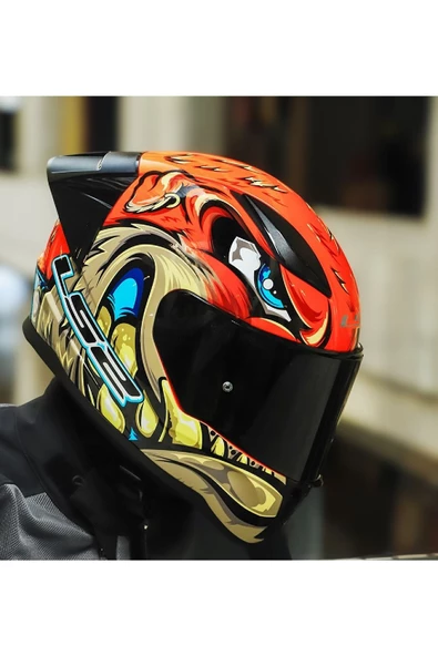 LS2 RAPID 2 RACE SPOX KIRMIZI-GRİ KAPALI MOTOSİKLET KASKI SİYAH CAMLI - 3