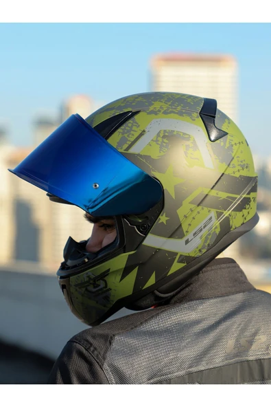LS2 RAPID 2 THUNDER BIRDS MAT YEŞİL-SİYAH-GRİ KASK - Resim 7