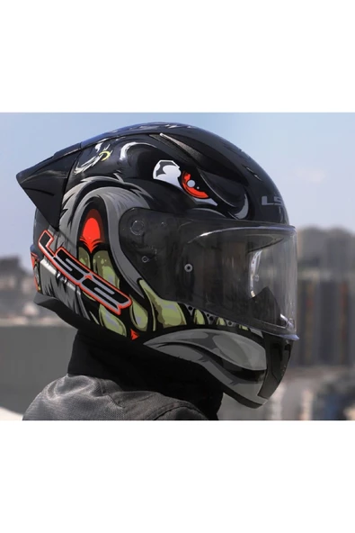 LS2 RAPID 2 RACE SPOX GRİ-KIRMIZI KAPALI MOTOSİKLET KASKI - 2