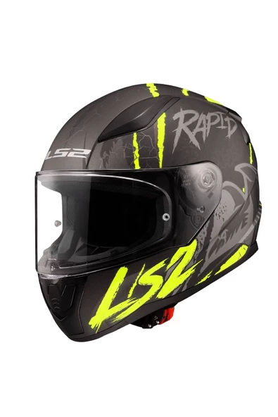LS2 Rapıd 2 Raven Mat Siyah-gri-neon Sarı Kask - 1