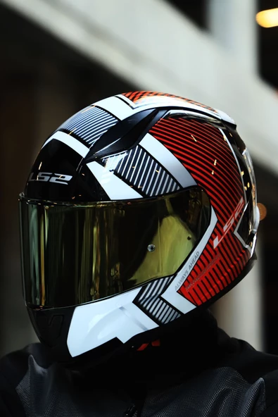 LS2 RAPID 2 EXTRA BEYAZ-KIRMIZI KASK - Resim 6