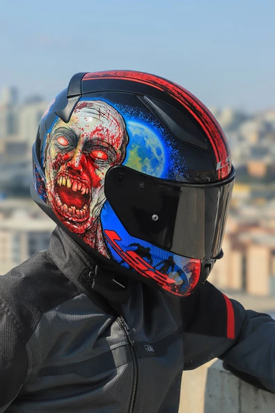 LS2 RAPID 2 ZOMBIE SİYAH-KIRMIZI KASK - 3