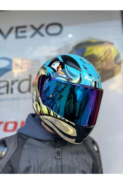 LS2 Rapıd 2 Neo Mavi-mor Kask - Gökkuşağı Vizör - 3