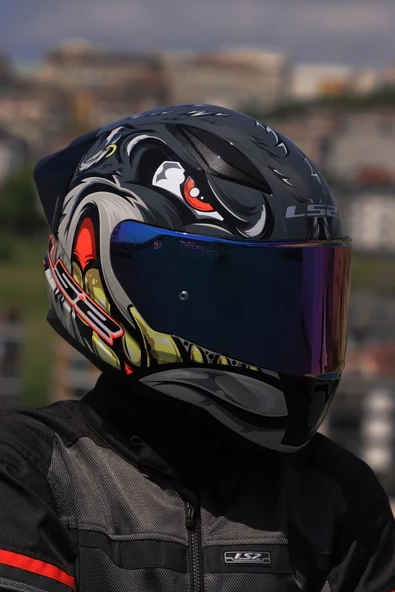 LS2 RAPID 2 RACE SPOX GRİ-KIRMIZI KASK - 6