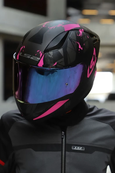 LS2 Rapıd 2 Race Palımnesıs Mat Siyah-pembe Kask - 2