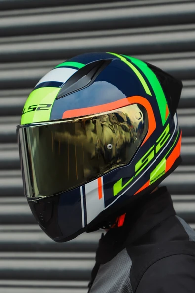 LS2 RAPID RACE CHOS MAVİ NEON TURUNCU KASK - 7