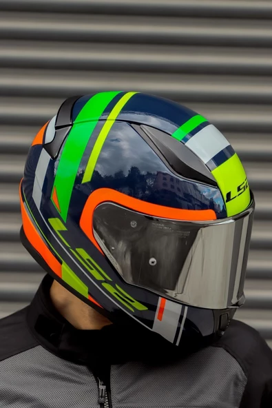 LS2 RAPID CHOS MAVİ NEON TURUNCU KASK ürün görseli
