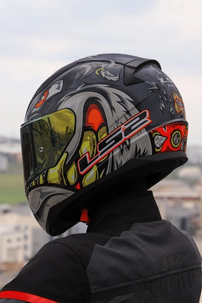 LS2 RAPID 2 SPOX GRİ-KIRMIZI KASK - Resim 6