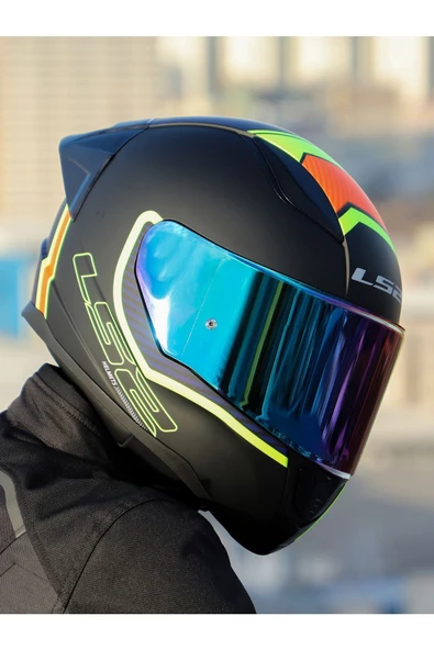 LS2 RAPID 2 RACE EXTRA MAT NEON SARI-NAVY MAVİ KASK - 5