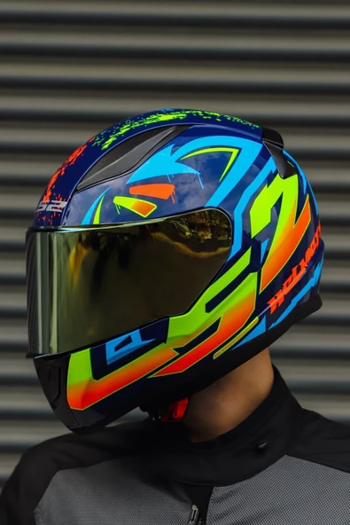 LS2 RAPİD TAGLINE MAVİ-NEON SARI