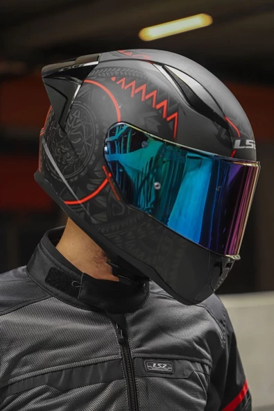 LS2 Rapid 2 Race Takaroa Mat Si?yah-kirmizi Kask