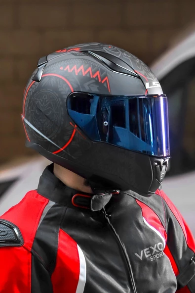 LS2 Rapıd Takaroa Mat Siyah-kırmızı Kask