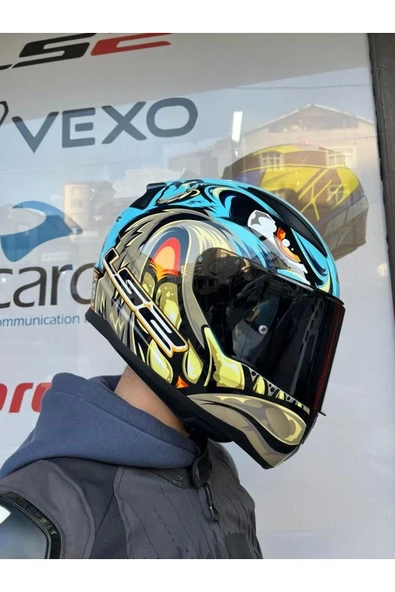 LS2 Rapıd 2 Neo Mavi-mor Kask - Siyah Vizör - Resim 3