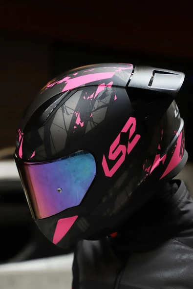 LS2 Rapıd 2 Race Palımnesıs Mat Siyah-pembe Kask - 3