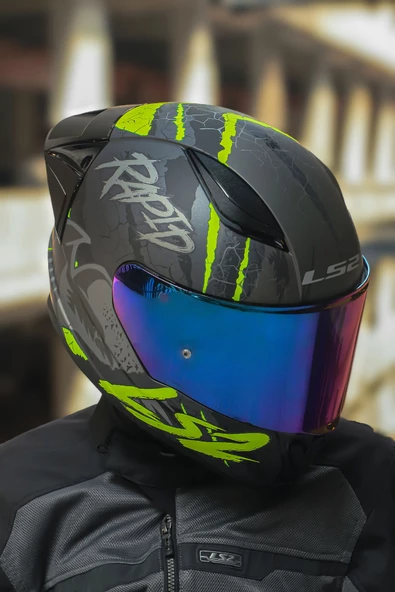 LS2 Rapıd 2 Race Raven Mat Siyah-gri-neon Sarı Kask - 2