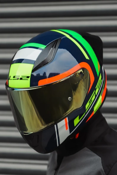 LS2 RAPID RACE CHOS MAVİ NEON TURUNCU KASK - 8