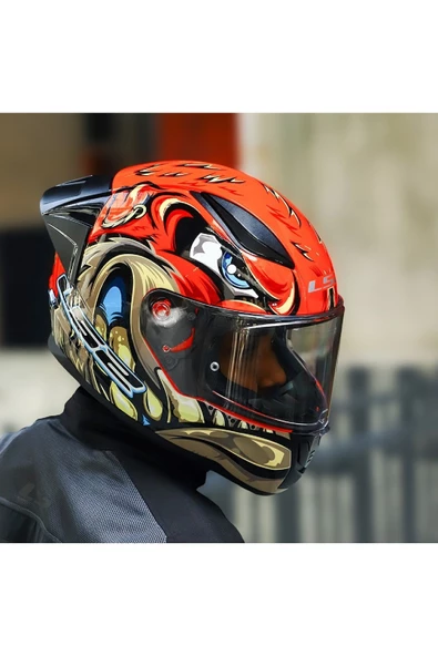 LS2 RAPID 2 RACE SPOX KIRMIZI-GRİ KAPALI MOTOSİKLET KASKI - 4