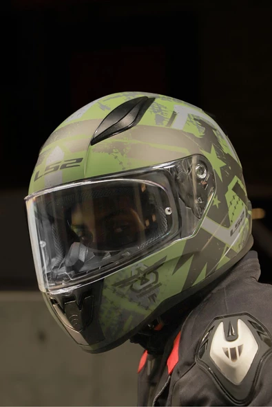 LS2 RAPID 2 THUNDER BIRDS MAT YEŞİL-SİYAH-GRİ KASK - Resim 2