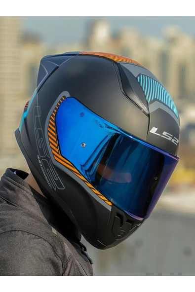 LS2 RAPID 2 RACE EXTRA MAT GRİ-NEON TURUNCU KASK - 6