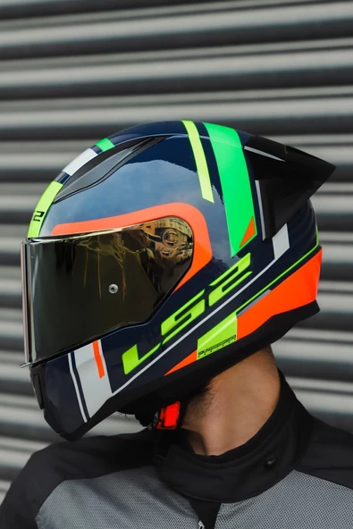 LS2 RAPID RACE CHOS MAVİ NEON TURUNCU KASK - 2