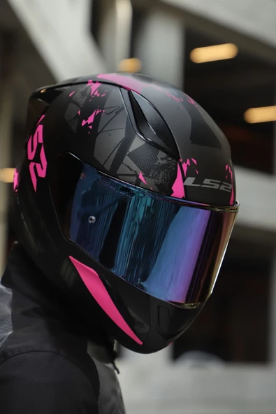 LS2 Rapıd 2 Race Palımnesıs Mat Siyah-pembe Kask - 4