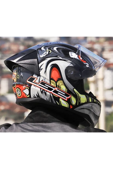 LS2 RAPID 2 RACE SPOX GRİ-KIRMIZI KAPALI MOTOSİKLET KASKI - 5