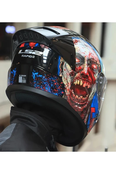 LS2 Rapıd 2 Race Zombıe Fullface Motosiklet Kaskı Şeffaf Camlı - 4