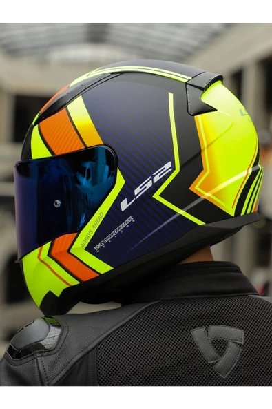 LS2 RAPID 2 EXTRA MAT NEON SARI-NAVY MAVİ KASK