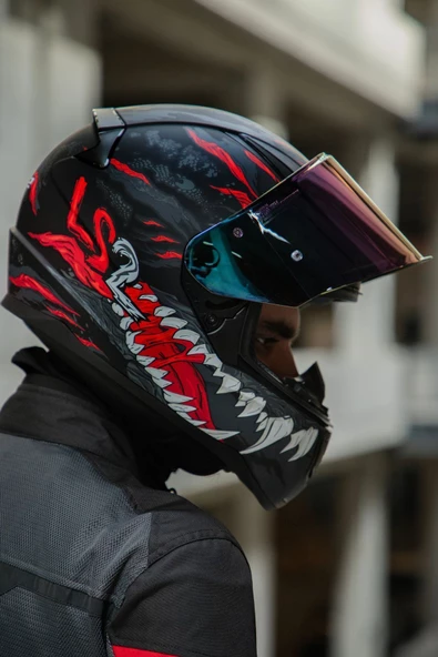 LS2 RAPID 2 KAIJU MAT SİYAH-KIRMIZI-BEYAZ KASK - Resim 4