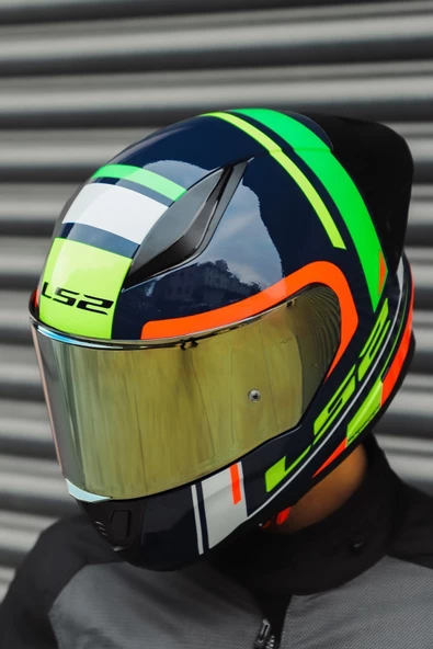 LS2 RAPID RACE CHOS MAVİ NEON TURUNCU KASK - 3