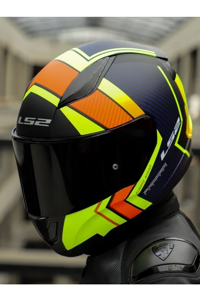 LS2 RAPID 2 EXTRA MAT NEON SARI-NAVY MAVİ KASK - 2