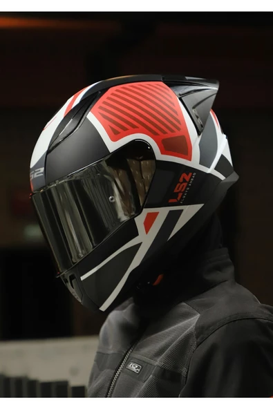 LS2 RAPID 2 RACE GRID MAT BEYAZ-KIRMIZI KASK - Resim 4