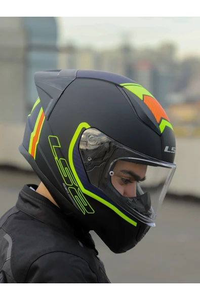 LS2 RAPID 2 RACE EXTRA MAT NEON SARI-NAVY MAVİ KASK - 8