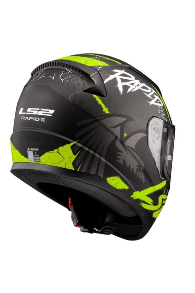 LS2 Rapıd 2 Raven Mat Siyah-gri-neon Sarı Kask - 5
