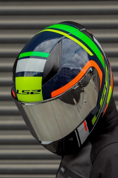 LS2 RAPID CHOS MAVİ NEON TURUNCU KASK - Resim 6