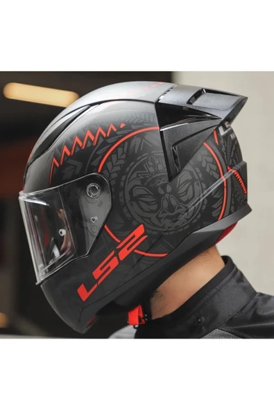 LS2 Rapıd 2 Race Takaroa Mat Siyah-Kırmızı Fullface Motosiklet Kaskı Şefaf Camlı - 3