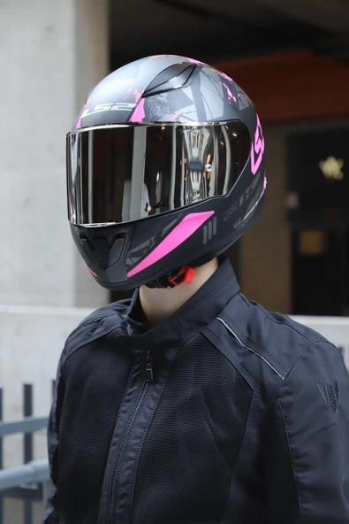 LS2 Rapıd 2 Palımnesıs Mat Siyah-pembe Kask - Resim 6