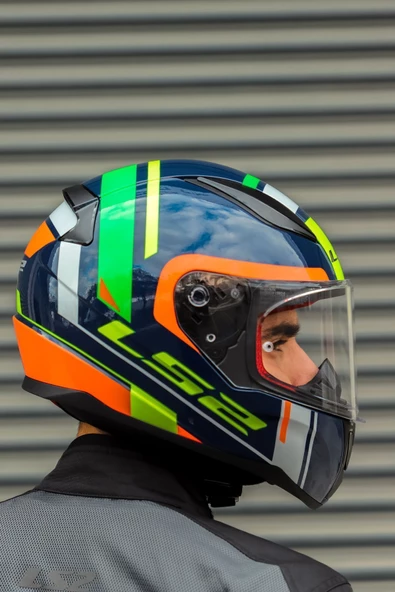 LS2 RAPID CHOS MAVİ NEON TURUNCU KASK ürün görseli