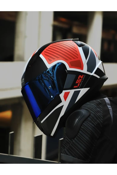 LS2 RAPID 2 GRID MAT BEYAZ-KIRMIZI KASK - Resim 3