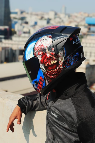 LS2 RAPID 2 RACE ZOMBIE SİYAH-KIRMIZI KASK - 5