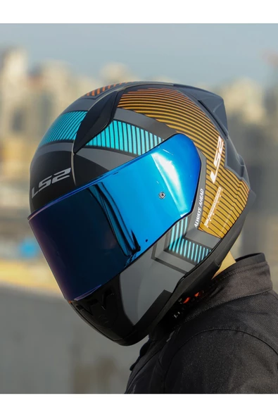 LS2 RAPID 2 RACE EXTRA MAT GRİ-NEON TURUNCU KASK - 4